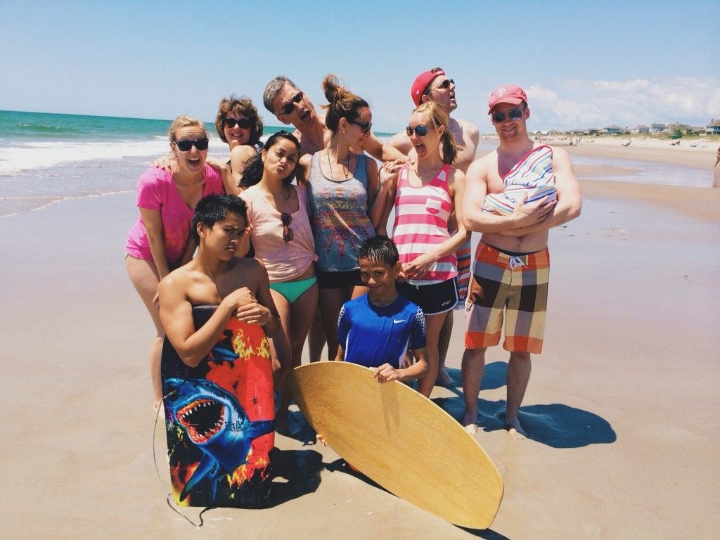 Family on the beach.