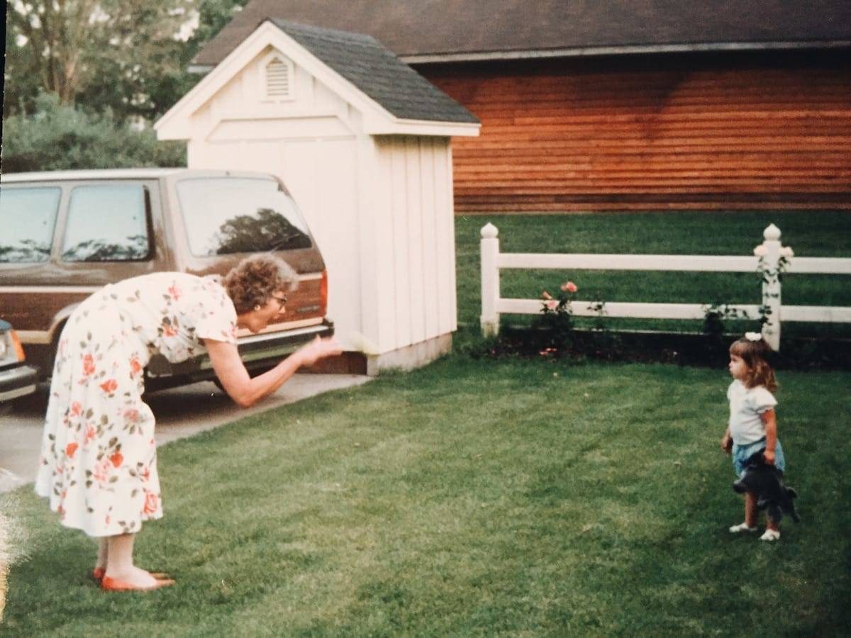 Elderly woman with a young girl.